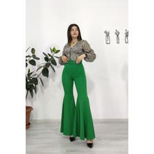 MissVina Y-3690 Y Kaplama Kemerli Ispanyol Paça Pantolon