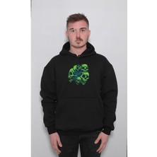 BUMETA Skull Die Kuru Kafalar Green Skull Sweatshirt  Kapüşonlu Hoodie