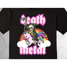 BUMETA Death Metal Rock Unicorn Tek Boynuz Music Tişört Çocuk T-Shirt