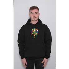 BUMETA Rubik Zeka Küpü Kombinasyon Akışkan Sweatshirt  Kapüşonlu Hoodie