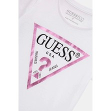 Guess Çocuk Foil Üçgen Logolu Beyaz T-Shirt