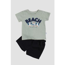 Chicsy Baby Beach Nakışlı Kuş Baskı Desenli 2'li Alt Üst Takım