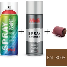 MxS Sprey+Astar Özel Yapım Akrilik Sprey Boya Seti 400 ml (Araba-Metal-Plastik-Ahşap) + Zımpara