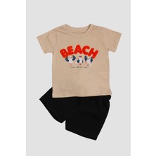 Chicsy Baby Beach Nakışlı Kuş Baskı Desenli 2'li Alt Üst Takım