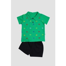 Chicsy Baby Kurbağa Desenli Polo Yakalı 2'li Alt Üst Takım