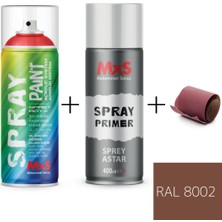 MxS Sprey+Astar Özel Yapım Akrilik Sprey Boya Seti 400 ml (Araba-Metal-Plastik-Ahşap) + Zımpara