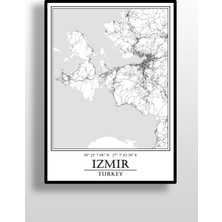 Izmir Yarımada Şehir Haritası Çerçevesiz Poster-Harita Sanatı, Map Art Design