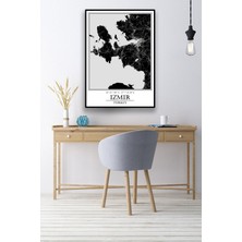 Izmir Yarımada Şehir Haritası Çerçevesiz Poster-Harita Sanatı, Map Art Design