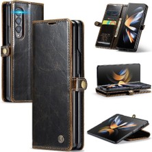 Colorful Shop Samsung Galaxy Z Için Flip Case Fold 4 5g Çılgın At Pu Deri Retro (Yurt Dışından)