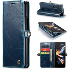 Colorful Shop Samsung Galaxy Z Için Flip Case Fold 4 5g Çılgın At Pu Deri Retro (Yurt Dışından)