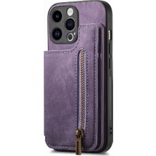 Colorful Shop IPhone 15 Için Kılıf Pro Max Vintage Fermuar Cüzdan Standı Fonksiyonu Katlanabilir (Yurt Dışından)