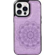 Colorful Shop IPhone 14 Için Kart Tutucu Kılıf ile Cüzdan Pro Max Desen Çiçek Kabartmalı (Yurt Dışından)