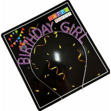 Minerva Mor Renk Kristal Taşlı Parlak Birthday Girl Yazılı Taç 16X17 cm
