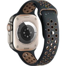 ZORE Apple Watch Ultra 49MM Uyumlu Kordon Silikon Esnek Yumuşak Delikli Spor Krd-02 Kayış, Siyah