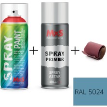 MxS Sprey+Astar Özel Yapım Akrilik Sprey Boya Seti 400 ml (Araba-Metal-Plastik-Ahşap) + Zımpara