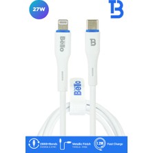 Bello BA-01 Type-C Lightning Beyaz Hızlı Şarj Data Kablosu 27W 1.2m