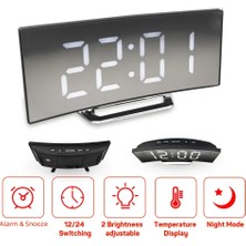 Xiaoba2 Yeşil LED Kavisli Dijital Çalar Saat Yatak Odası Için 2 Seviye Parlaklık Ayarı Sıcaklık Erteleme Masa Saati 12/24H Gece Modu Saati (Yurt Dışından)