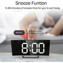 Xiaoba2 Yeşil LED Kavisli Dijital Çalar Saat Yatak Odası Için 2 Seviye Parlaklık Ayarı Sıcaklık Erteleme Masa Saati 12/24H Gece Modu Saati (Yurt Dışından)