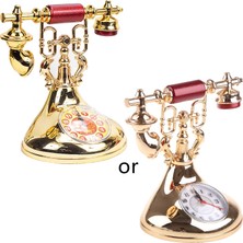 Xiaoba2 Altın Retro Telefon Modeli Çalar Saat Yaratıcı Zaman Tutucu Masaüstü Süsleme Ev Çocuk Odası Başucu Masa Dekorasyon (Yurt Dışından)