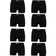 KYC Shopping Pamuklu Likralı 8 Li Paket Siyah Premium Penye Esnek Kaliteli Kumaş Boxer Baksır