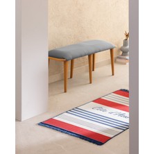 Madame Coco Rocasson Saçaklı Dokuma Kilim - Kırmızı/lacivert - 60X100 cm