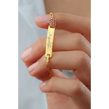 Silvano Jewelry 925 Ayar Gümüş Pembe Renkli Isimli Çocuk Bileklik
