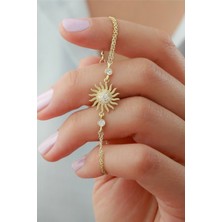 Silvano Jewelry 925 Ayar Gümüş Gold Güneş Bileklik