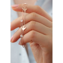 Silvano Jewelry 925 Ayar Gümüş Rose Kuş Figürlü Trend Bileklik