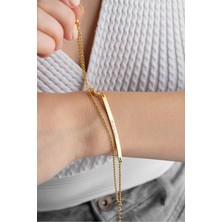 Silvano Jewelry 925 Ayar Gümüş Gold Isimli Tektaş Bileklik