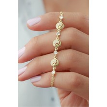 Silvano Jewelry 925 Ayar Gold Yuvarlak Zirkon Taşlı Gümüş Bileklik