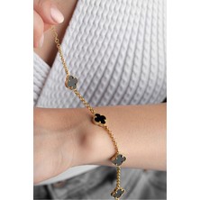 Silvano Jewelry 925 Ayar Gümüş Siyah Yonca Bileklik
