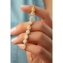 Silvano Jewelry 925 Ayar Gümüş Damla Taşlı Asansörlü Bileklik