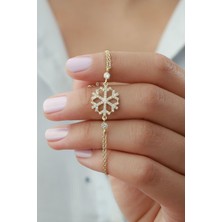 Silvano Jewelry 925 Ayar Gold Zirkon Taşlı Kar Tanesi Gümüş Bileklik