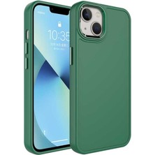 ZORE Apple iPhone 14 Plus Uyumlu Kılıf Metal Çerçeve ve Buton Tasarımlı Sert Zore Botox Kapak, Koyu Yeşil