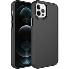 ZORE Apple iPhone 14 Pro Uyumlu Kılıf Metal Çerçeve ve Buton Tasarımlı Sert Zore Botox Kapak, Siyah