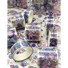 Anime Mor Şapkalı Kız Şeffaf 8'li Washi Bant Set / Washi Tape / Bullet Journal / Scrapbook