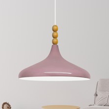 Bamyum Champion Ahşap Boncuklu Tekli Avize Sarkıt Salon Mutfak Butik Lamba