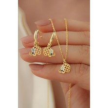 Silvano Jewelry 925 Ayar Gümüş Filli Küpe Kolye Seti