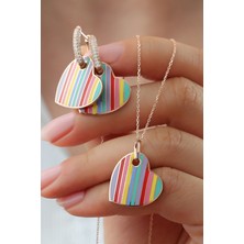 Silvano Jewelry 925 Ayar Gümüş Kalp Kolye Küpe Seti
