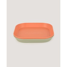 Let's Be Child 2'li Kare Tabak Sage Green-Peach