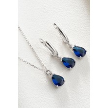Silvano Jewelry 925 Ayar Gümüş Damla Model Kolye Küpe Seti