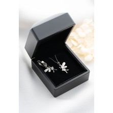 Silvano Jewelry 925 Ayar Gümüş Işıklı Kutuda Peri Kolye Küpe Seti