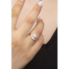 Silvano Jewelry 925 Ayar Gümüş Ayarlanabilir Şans Taşlı Yüzük