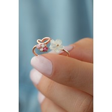 Silvano Jewelry 925 Ayar Rose Gümüş Kelebek Sedefli Yüzük