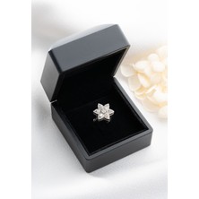 Silvano Jewelry 925 Ayar Işıklı Kutuda Dönen Lotus Çiçeği Gümüş Yüzük
