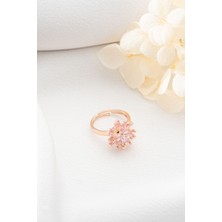 Silvano Jewelry 925 Ayar Gümüş Işıklı Kutuda Ayarlanabilir Pembe Taşlı Lotus Yüzük