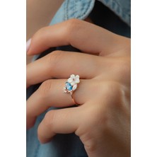 Silvano Jewelry 925 Ayar Gümüş Rose Sedefli Çiçek Yüzük