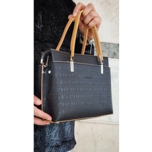 Just Polo Kadın Siyah Camel 5 Bölmeli Gofraj Baskılı El ve Omuz Çantası JPM4045 Siyah Camel