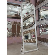 Ayna Denizi Matmazel Aging White Model Eskitme Beyaz Renk Dekoratif Ayaklı Boy Aynası