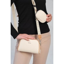 Just Polo Kadın Krem Cüzdanlı Omuz ve Postacı Çantası JPM4009 Krem Taba Camel Pudra